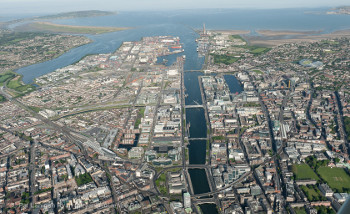 dublin city quays looking east